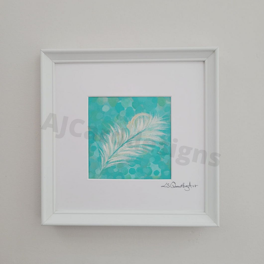 Framed Baby in White Feather Print